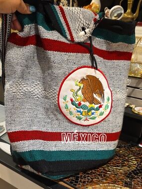 Source Unknown Mexico Emblem Woven Backpack in Red, Green, Black, White